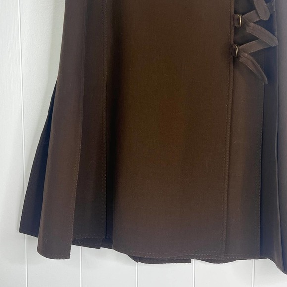 Charles Nolan 100% Wool Chocolate Brown Wrap/Kilt Like Skirt SZ 8 - Picture 2 of 7